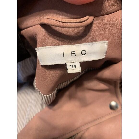 Iro Authentic Beige Pink Lamb Leather Long Sleeve Motorcycle Jacket 34 Xs - Picture 5 of 9